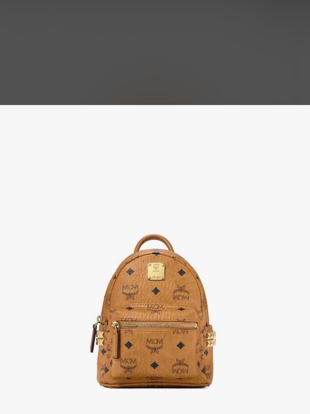 MCM Cognac Visetos Mini Backpack with Gold Hardware